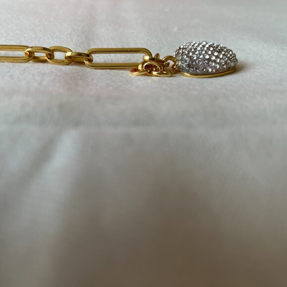 J. Crew 14k Gold-Plated Pavé-encrusted Heart Charm Bracelet NWT - Picture 4 of 4